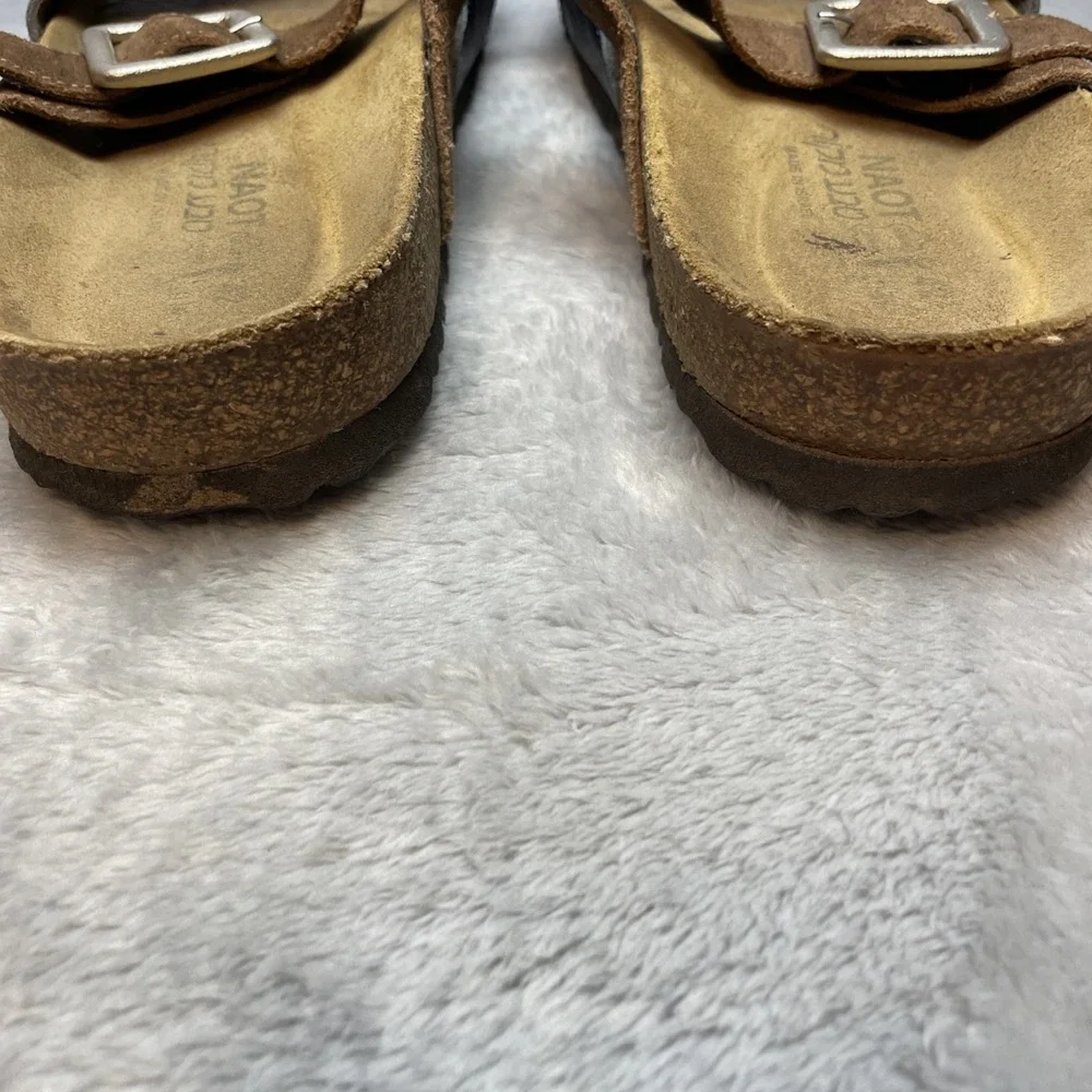 Naot Womens Fresno Leather Sandals 42 US 11-11.5 Navy Brown Loop Toe Cork Sole